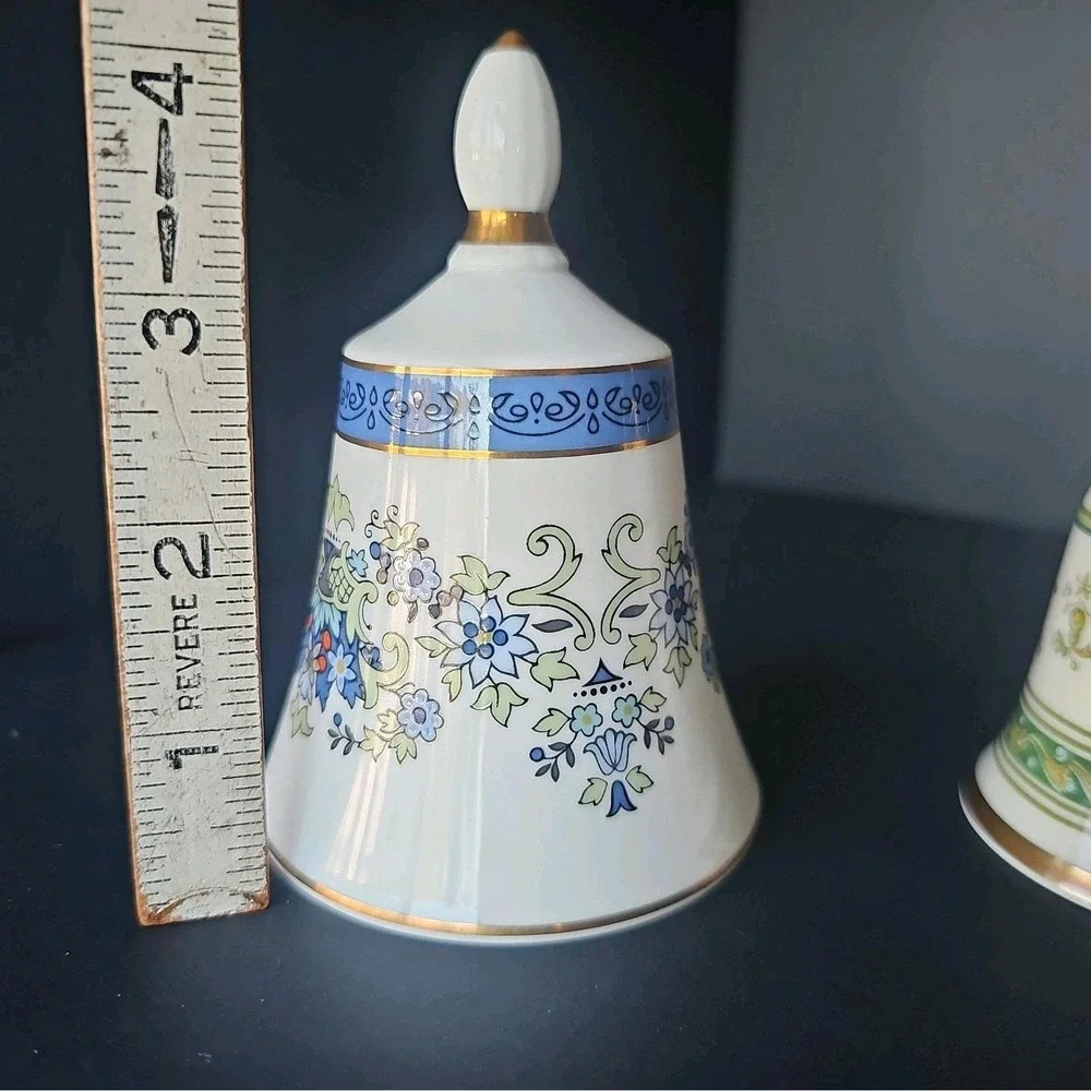 Trio of Danbury Mint Bone China Floral Bells Retired - Made in England - EUC -R5
